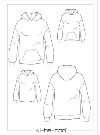 KIbadoo - Schmaler Hoodie Manouk Gr. 32-48 - DIN A 0 Schnittmuster und Anleitung als Broschüre - Kopie
